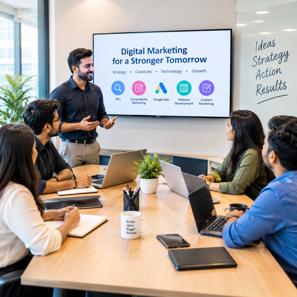 Digital marketing company team working on online marketing strategy